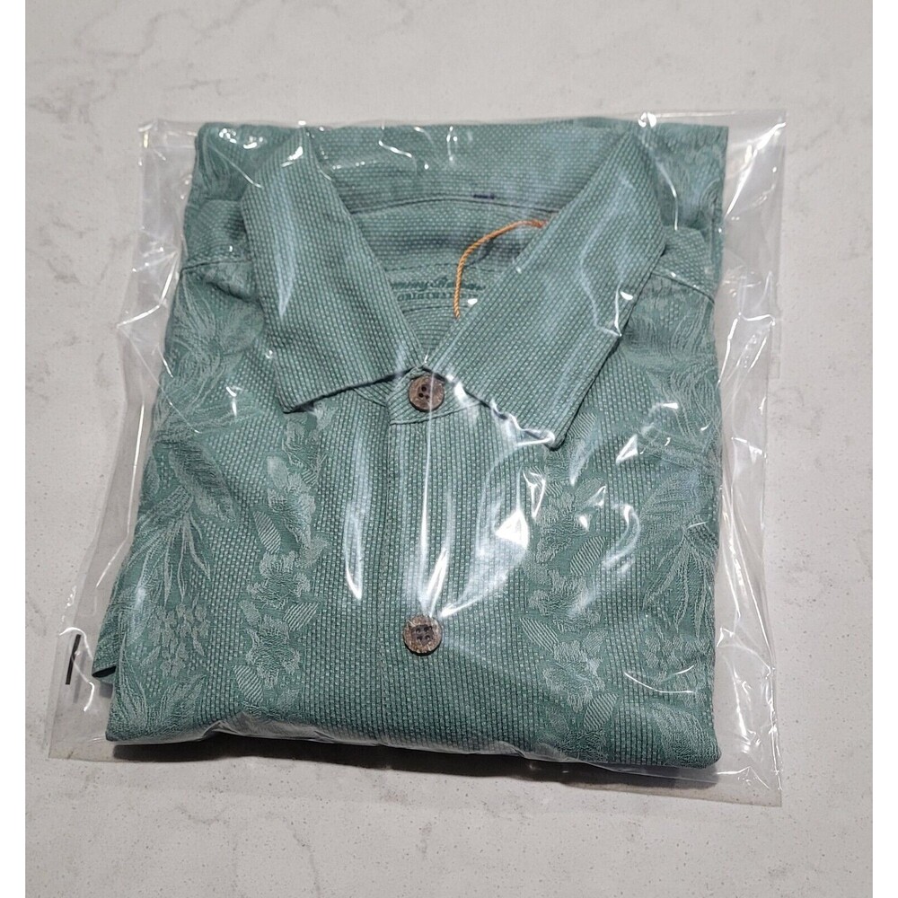Tommy Bahama Relax 100% Silk Mint Green Hibiscus Floral Hawaiian Tropical M NWOT - Picture 16 of 16